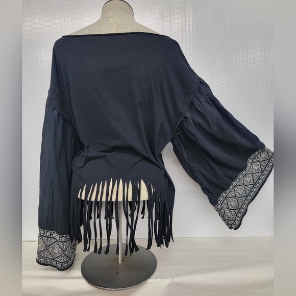 Beatles Band Fringe Top With Hippie Bell Sleeves Upcycled - Picture 7 of 9
